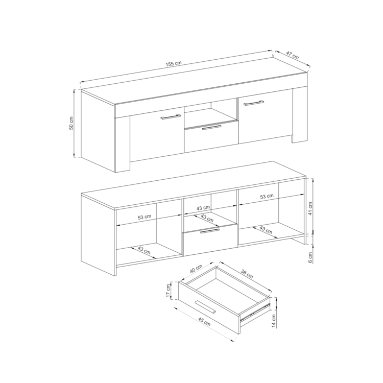 Szafka RTV MILANO SRTV155 1