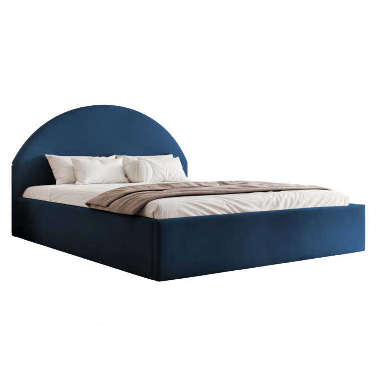 Łóżko Tapicerowane AMARIO - Granatowy (Dream velvet 202.24)