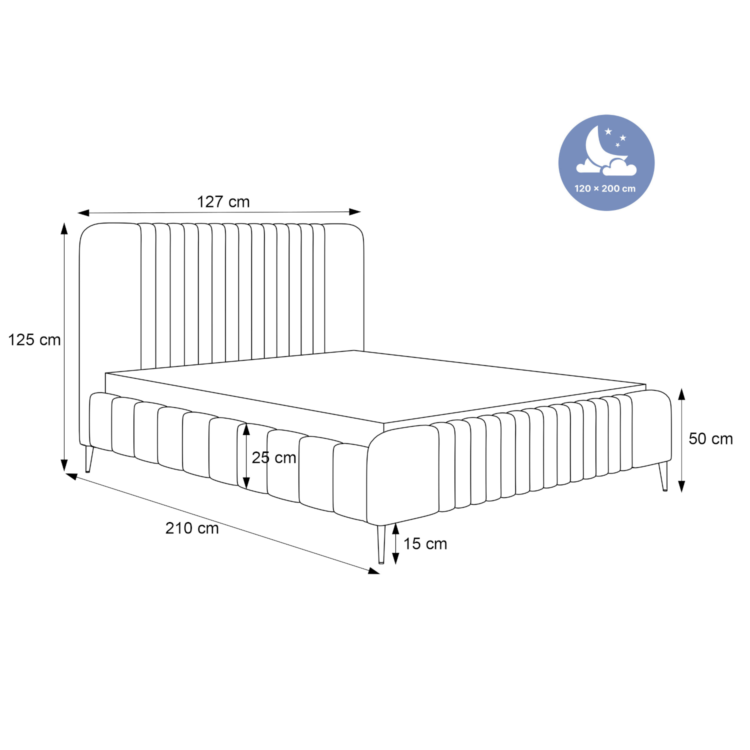 Łóżko Tapicerowane CARMELI z nóżkami 120