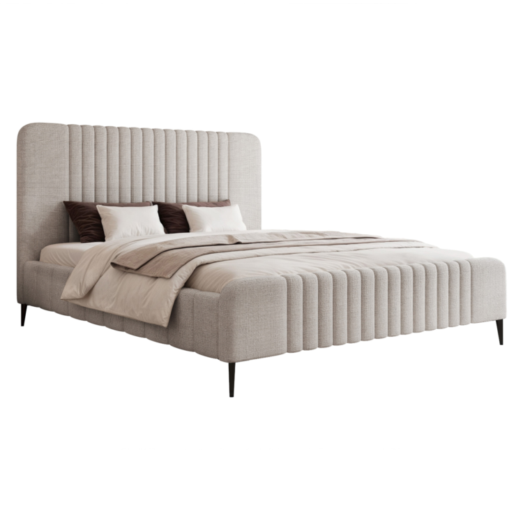 Łóżko Tapicerowane CARMELI z nóżkami - Szary (Cremona 81)