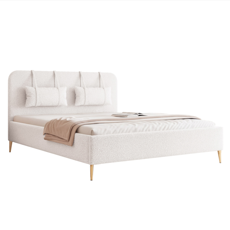 Łóżko Tapicerowane MIRENO z nóżkami - Biały (Quelle 01)