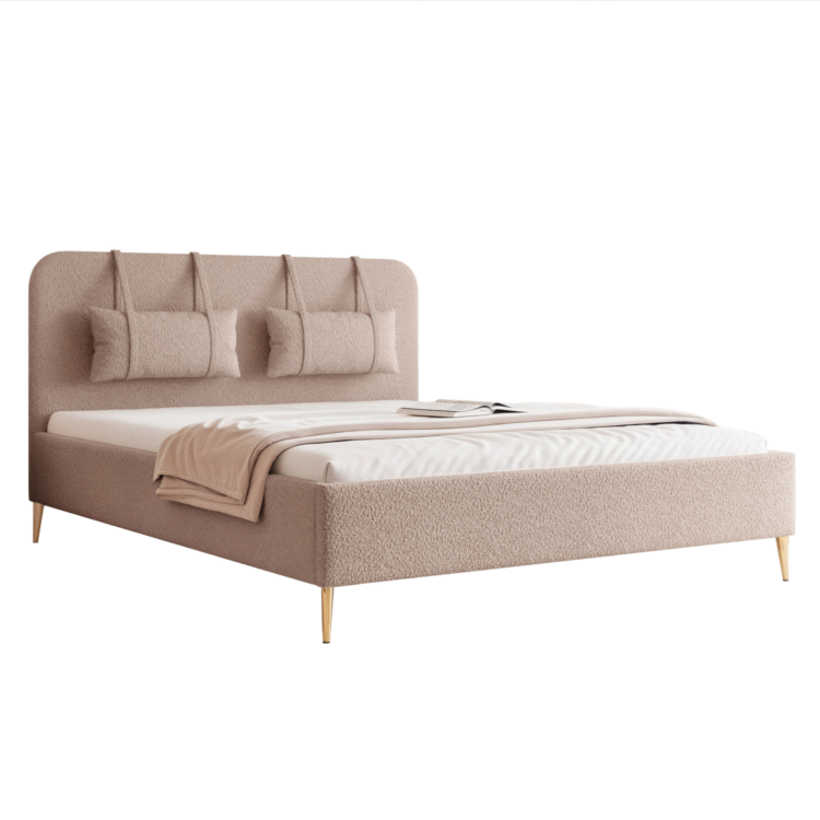 Łóżko Tapicerowane MIRENO z nóżkami - Brązowy (Anthology 04)