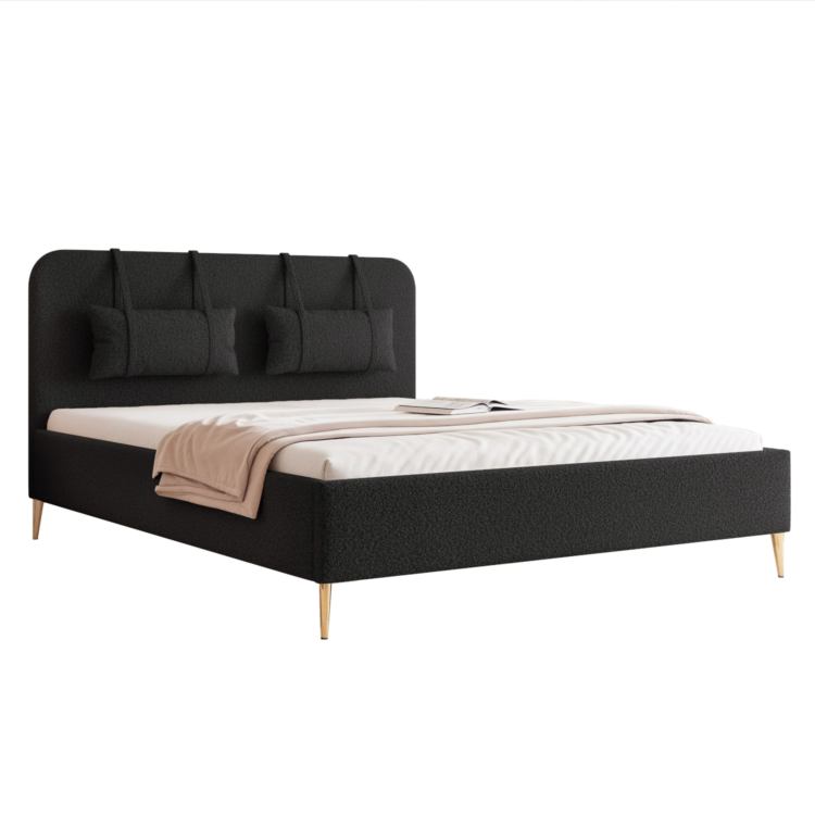 Łóżko Tapicerowane MIRENO z nóżkami 120/200 - Czarny (Quelle 100)