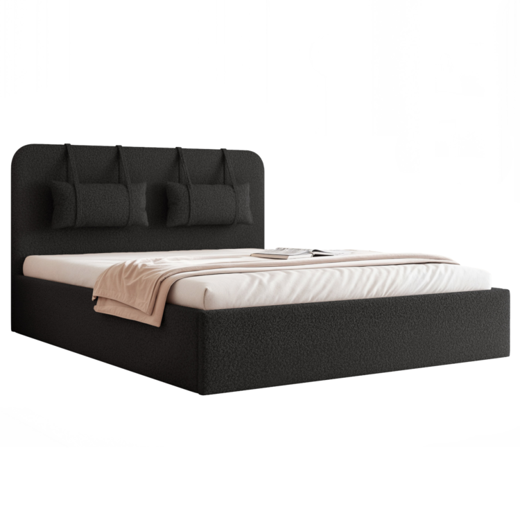 Łóżko Tapicerowane MIRENO - Czarny (Quelle 100)