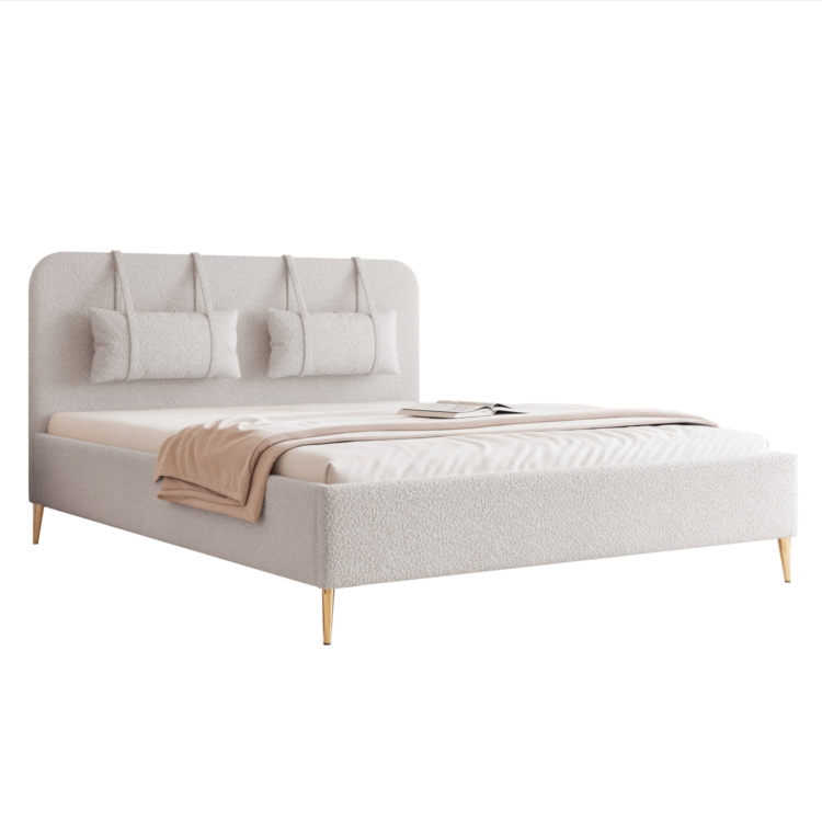 Łóżko Tapicerowane MIRENO z nóżkami - Jasno Szary (Anthology 15)