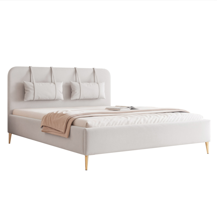 Łóżko Tapicerowane MIRENO z nóżkami - Jasno szary (Dream velvet 202.18)