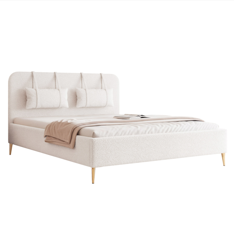 Łóżko Tapicerowane MIRENO z nóżkami - Kremowy (Anthology 01)