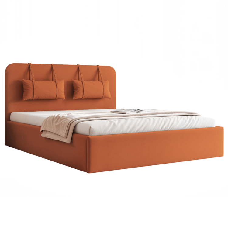 Łóżko Tapicerowane MIRENO- Pomarańczowy (Dream velvet 202.42)