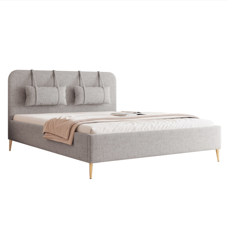 Łóżko Tapicerowane MIRENO z nóżkami - Szary (Aztec 05)