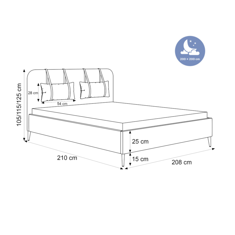 Łóżko Tapicerowane MIRENO z nóżkami 200