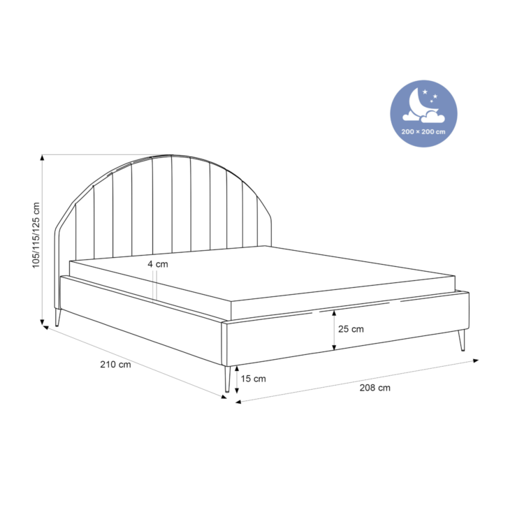 Łóżko Tapicerowane VARIO z nóżkami 200Łóżko Tapicerowane VARIO z nóżkami 200