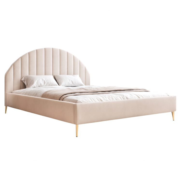 Łóżko Tapicerowane VARIO z nóżkami - Ecru (Landscape 04)