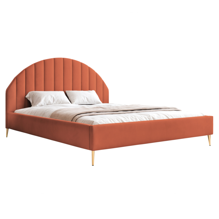 Łóżko Tapicerowane VARIO z nóżkami - Pomarańczowy (Dream velvet 202.42)