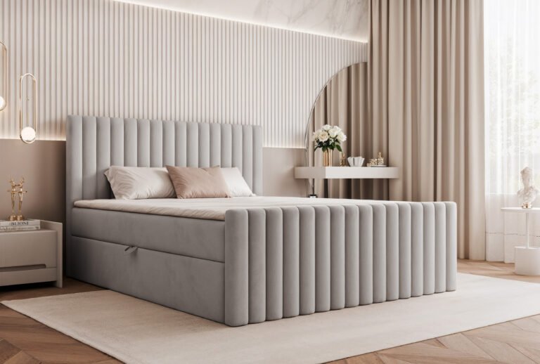 łóżka kontynentalne szare
