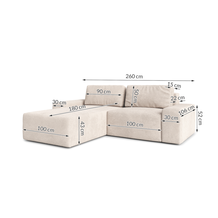 Narożnik ZEFIR 2S wymiary