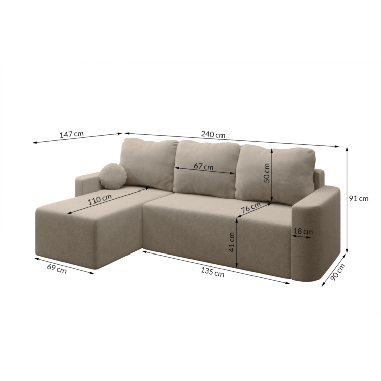 Narożnik LIVO WYMIARY