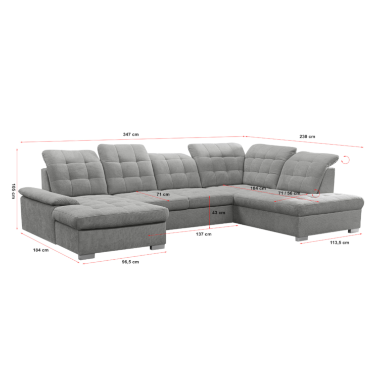 Narożnik w kształcie U GRANIT