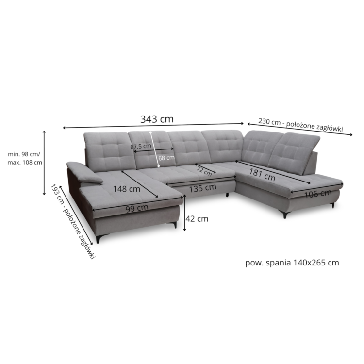 Narożnik w kształcie U VINVENTE