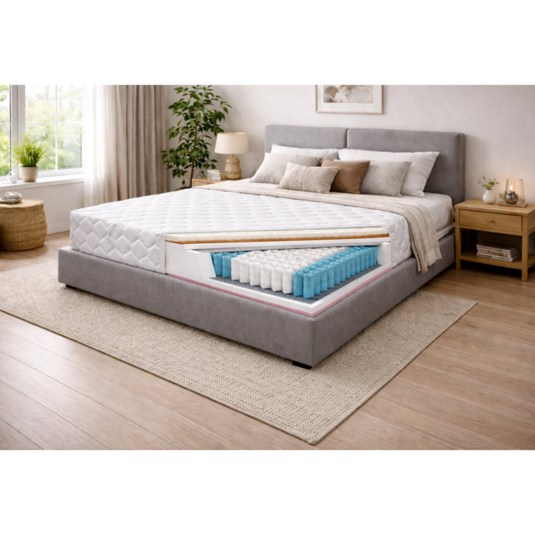 Materac kieszeniowy z lateksem oraz pianką termo-elastyczną LUNO